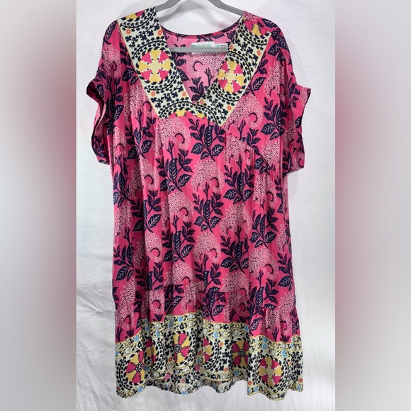 Aventura Pink and Navy Floral Midi Dress size XL - Picture 3 of 13